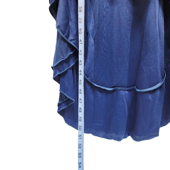 Berylove Womens Navy Blue Sleeveless Layered Ruffle Midi Dress  Rosette Detail S - Picture 8 of 9